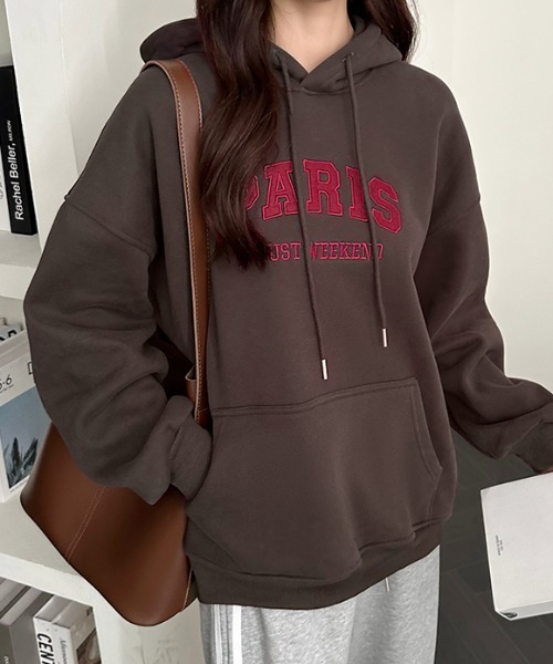 【セール】裏起毛 パーカー ロゴワッペン刺繍 プルオーバートップス（パーカー）｜COCOMOMO（ココモモ）