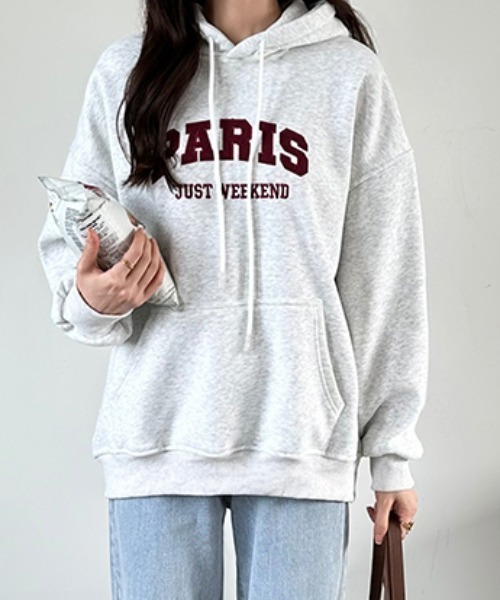 【セール】裏起毛 パーカー ロゴワッペン刺繍 プルオーバートップス（パーカー）｜COCOMOMO（ココモモ）