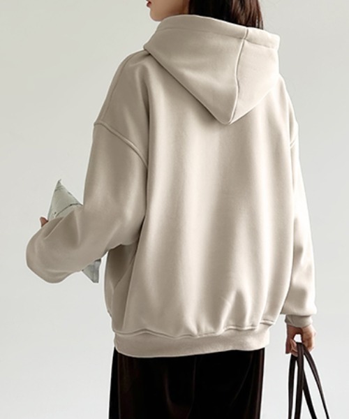 【セール】裏起毛 パーカー ロゴワッペン刺繍 プルオーバートップス（パーカー）｜COCOMOMO（ココモモ）