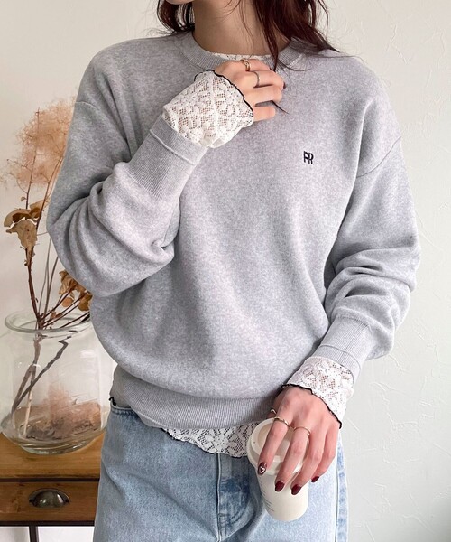 fredy emue（フレディエミュ）の「ストレッチレースロンTシャツ（Tシャツ/カットソー・レディース・オフホワイト/ブラック・38）」の2枚目の写真