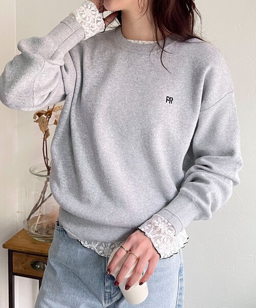 fredy emue（フレディエミュ）の「ストレッチレースロンTシャツ（Tシャツ/カットソー・レディース・オフホワイト/ブラック・38）」の4枚目の写真