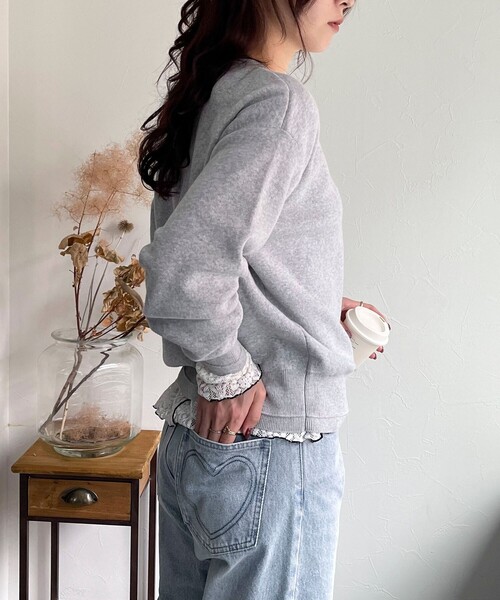 fredy emue（フレディエミュ）の「ストレッチレースロンTシャツ（Tシャツ/カットソー・レディース・オフホワイト/ブラック・38）」の5枚目の写真