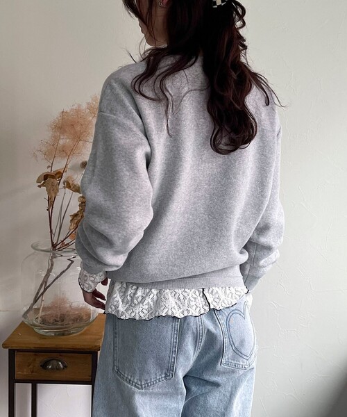 fredy emue（フレディエミュ）の「ストレッチレースロンTシャツ（Tシャツ/カットソー・レディース・オフホワイト/ブラック・38）」の6枚目の写真