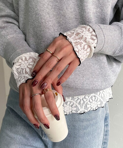 fredy emue（フレディエミュ）の「ストレッチレースロンTシャツ（Tシャツ/カットソー・レディース・オフホワイト/ブラック・38）」の8枚目の写真