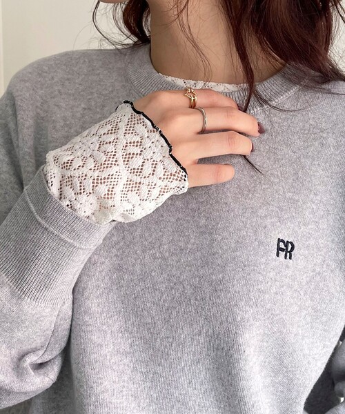 fredy emue（フレディエミュ）の「ストレッチレースロンTシャツ（Tシャツ/カットソー・レディース・オフホワイト/ブラック・38）」の9枚目の写真