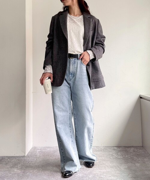 fredy emue（フレディエミュ）の「ストレッチレースロンTシャツ（Tシャツ/カットソー・レディース・オフホワイト/ブラック・38）」の10枚目の写真