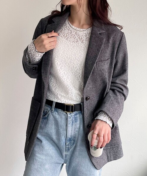 fredy emue（フレディエミュ）の「ストレッチレースロンTシャツ（Tシャツ/カットソー・レディース・オフホワイト/ブラック・38）」の11枚目の写真