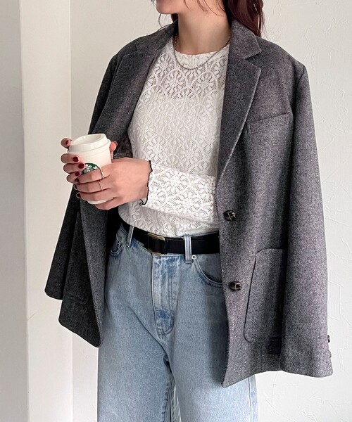 fredy emue（フレディエミュ）の「ストレッチレースロンTシャツ（Tシャツ/カットソー・レディース・オフホワイト/ブラック・38）」の12枚目の写真