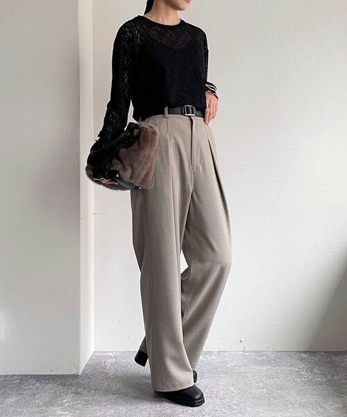 fredy emue（フレディエミュ）の「ストレッチレースロンTシャツ（Tシャツ/カットソー・レディース・オフホワイト/ブラック・38）」の19枚目の写真