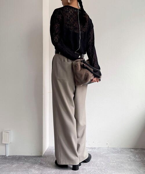 fredy emue（フレディエミュ）の「ストレッチレースロンTシャツ（Tシャツ/カットソー・レディース・オフホワイト/ブラック・38）」の22枚目の写真