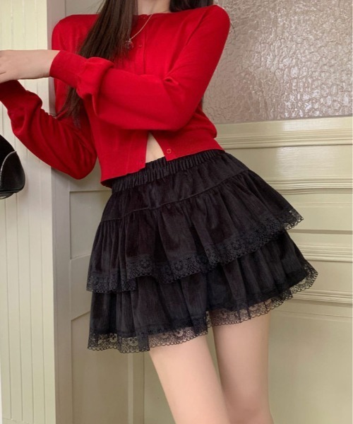 kirakiraShop（キラキラショップ）の「レース ティアード ミニスカート（スカート・レディース・ホワイト/ブラック・FREE）」の18枚目の写真