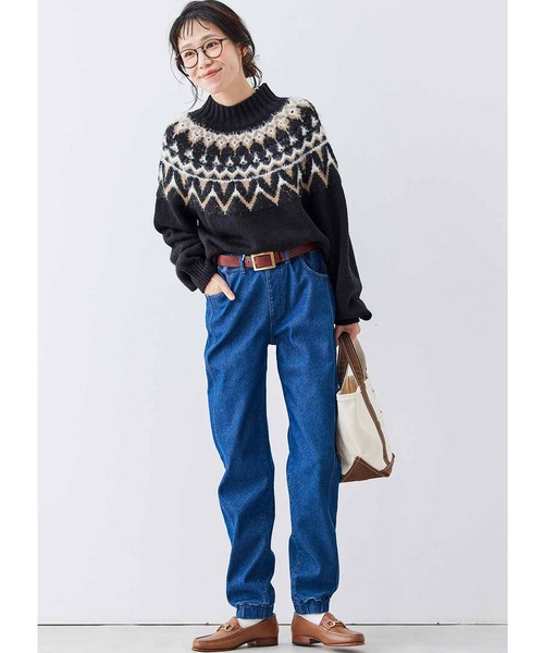 Live in comfort(リブインコンフォート)の「【低身長/高身長サイズあり】リブ イン コンフォート 軽やかなはき心地!ぬくぬくしあわせな裏ボアライトジョガーパンツ(デニムパンツ・レディース・ブルー/インディゴブルー・9/8/7/6/2/1/3/4/5/10/12/13/14/11)」の3枚目の写真