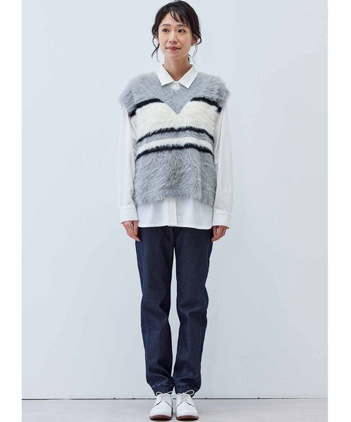 Live in comfort(リブインコンフォート)の「【低身長/高身長サイズあり】リブ イン コンフォート 軽やかなはき心地!ぬくぬくしあわせな裏ボアライトジョガーパンツ(デニムパンツ・レディース・ブルー/インディゴブルー・9/8/7/6/2/1/3/4/5/10/12/13/14/11)」の6枚目の写真