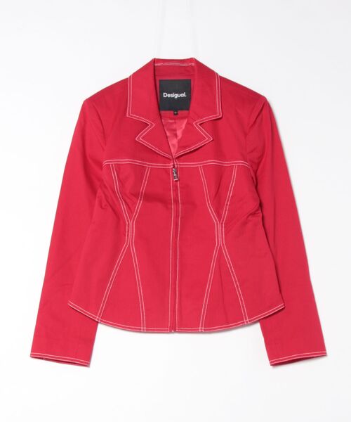 Desigual(デシグアル)の「ステッチデザイン ライダースジャケット ガーリー(テーラードジャケット・レディース・レッド・XL/L/M/S/XS)」の5枚目の写真
