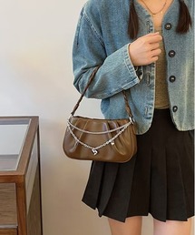 ハートチャーム付きチェーン2WAYハンドルショルダーバッグ