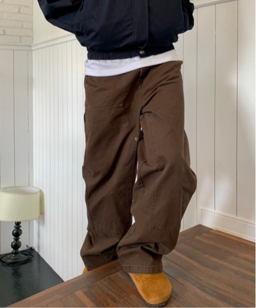 セール】【NOWLE】ワイドシルエット リベット ワークパンツ