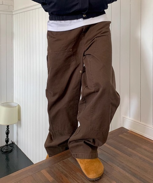 セール】【NOWLE】ワイドシルエット リベット ワークパンツ