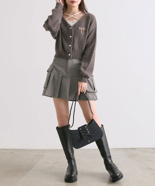 OLIVE des OLIVE（オリーブデオリーブ）の「カーゴプリーツミニスカート（スカート・レディース・チャコールグレー/インディゴブルー/キャメル/ブルー・FREE）」の15枚目の写真