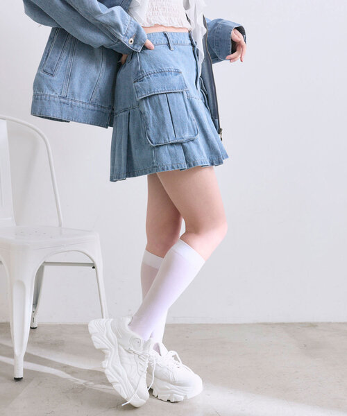 OLIVE des OLIVE（オリーブデオリーブ）の「カーゴプリーツミニスカート（スカート・レディース・チャコールグレー/インディゴブルー/キャメル/ブルー・FREE）」の19枚目の写真