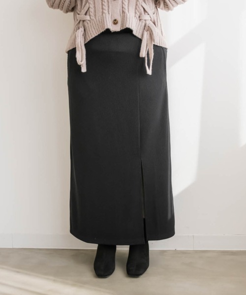 CLETTE(クレット)の「スリット入りリブナロースカート(スカート・レディース・チャコールグレー/ブラック・LL/3L/4L)」の13枚目の写真