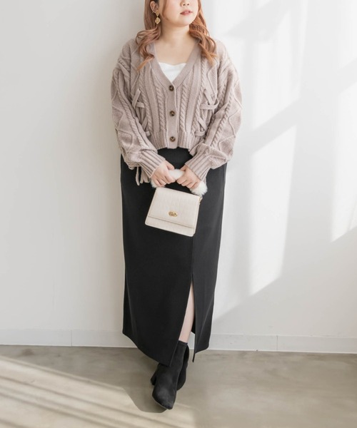 CLETTE(クレット)の「スリット入りリブナロースカート(スカート・レディース・チャコールグレー/ブラック・LL/3L/4L)」の4枚目の写真