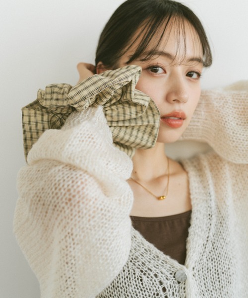 VANNIE U(ヴァニーユー)の「チェックシュシュ(シュシュ・レディース・ベージュ/ブラック・FREE)」の5枚目の写真