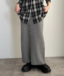 フロントボタンデザインニットスカート