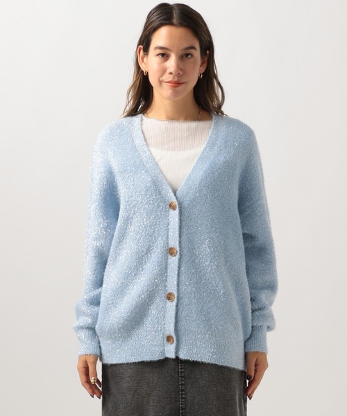 BAYFLOW（ベイフロー）の「[ラメ感が華やか]ラメフェザーニットカーディガン（カーディガン/ボレロ・レディース・ピンク/グレー/オフホワイト/ライトブルー・FREE）」の19枚目の写真