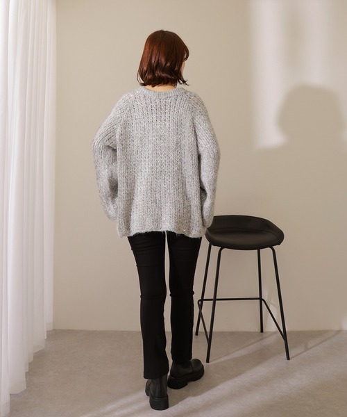 LAULEN(ローレン)の「chiffon ribbon glitter knit /ラメ シフォン リボン ニット(ニット/セーター・レディース・アイボリー/グレー・FREE)」の11枚目の写真