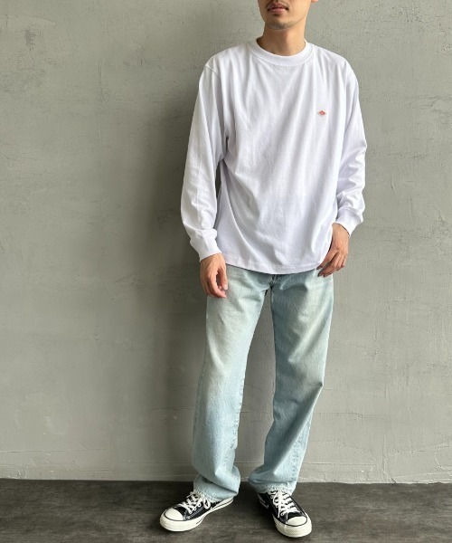 09M435◯ DANTON ホワイト ワンポイントロゴ ロンT カットソー L Danton 美品 DANTON ダントン ワンポイントロゴ 長袖 Tシャツ