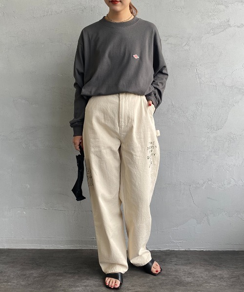 DANTON（ダントン）の「[DANTON/ダントン] ワンポイントロゴ クルーネックロンT（Tシャツ/カットソー・レディース・ホワイト/チャコール/ブラック・L/M/S）」の7枚目の写真