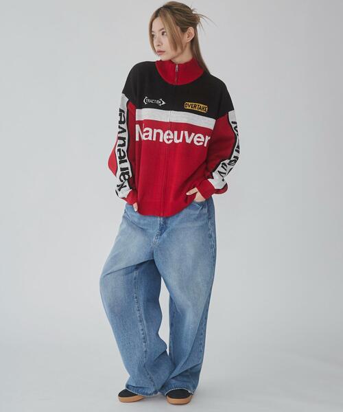 WEGO(ウィゴー)の「WEGO/レーシンググラフィックニットブルゾン(カーディガン/ボレロ・メンズ・ブラック/レッド・MEDIUM/LARGE)」の15枚目の写真
