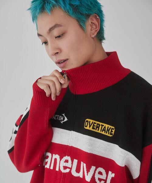 WEGO(ウィゴー)の「WEGO/レーシンググラフィックニットブルゾン(カーディガン/ボレロ・メンズ・ブラック/レッド・MEDIUM/LARGE)」の18枚目の写真