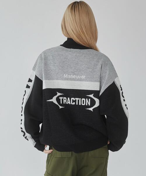 WEGO(ウィゴー)の「WEGO/レーシンググラフィックニットブルゾン(カーディガン/ボレロ・メンズ・ブラック/レッド・MEDIUM/LARGE)」の3枚目の写真