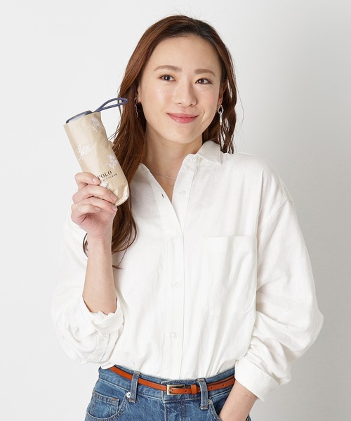 ポロラルフローレン　新品　折りたたみ傘　花柄　遮光遮熱　ポニー　レース　刺繍 ポロラルフローレン 新品 折りたたみ傘 花柄 遮光遮熱 ポニー