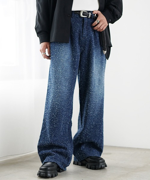 パンツ NORITY wide flare buggy denim MinoriTY】ブークレタックワイドバギーデニム セミフレアパンツ