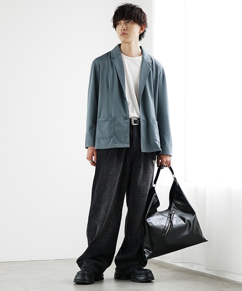 MinoriTY】ブークレタックワイドバギーデニム セミフレアパンツ デニム