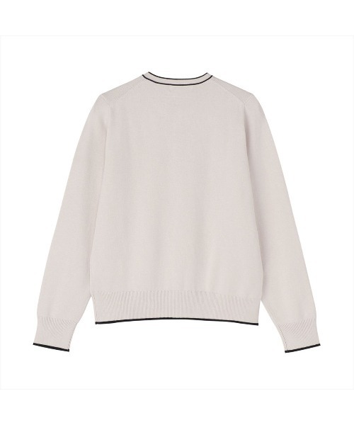 TOKYO SHIRTS（トウキョウシャツ）の「配色クルーネック レディースニットカーディガン（カーディガン/ボレロ・レディース・ベージュ/ネイビー・L/M）」の3枚目の写真