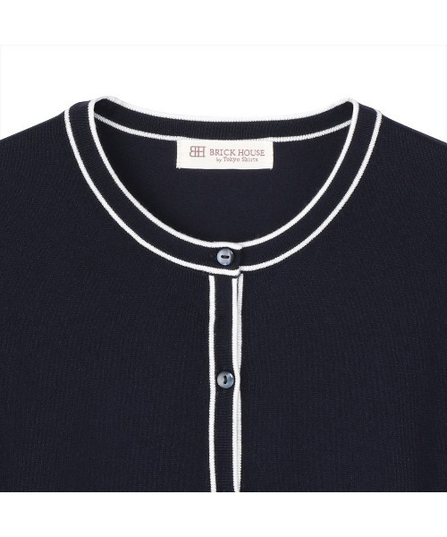 TOKYO SHIRTS（トウキョウシャツ）の「配色クルーネック レディースニットカーディガン（カーディガン/ボレロ・レディース・ベージュ/ネイビー・L/M）」の8枚目の写真