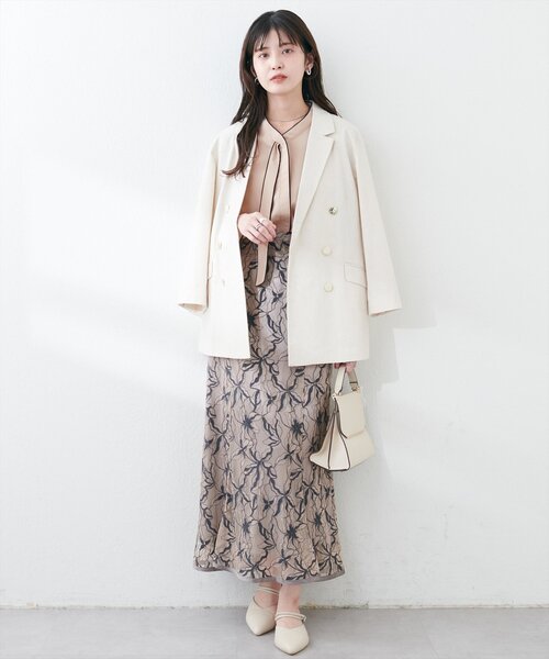 natural couture（ナチュラルクチュール）の「ねじり配色ボウタイ7分袖ブラウス（シャツ/ブラウス・レディース・アイボリー/ネイビー/ラベンダー/イエロー/ベージュ・FREE）」の19枚目の写真