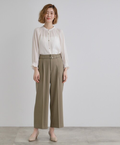grove(グローブ)の「【雑誌掲載】バックルベルトクロップドワイドパンツ(その他パンツ・レディース・ブラウン系その他/ナチュラル/ネイビー・02/03/01/04/05)」の5枚目の写真