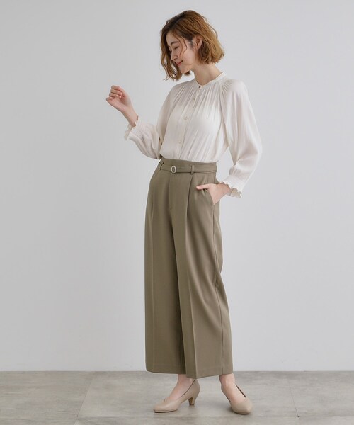 grove(グローブ)の「【雑誌掲載】バックルベルトクロップドワイドパンツ(その他パンツ・レディース・ブラウン系その他/ナチュラル/ネイビー・02/03/01/04/05)」の6枚目の写真