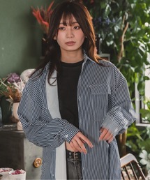 ユニセックスオーバーサイズストライプシャツ