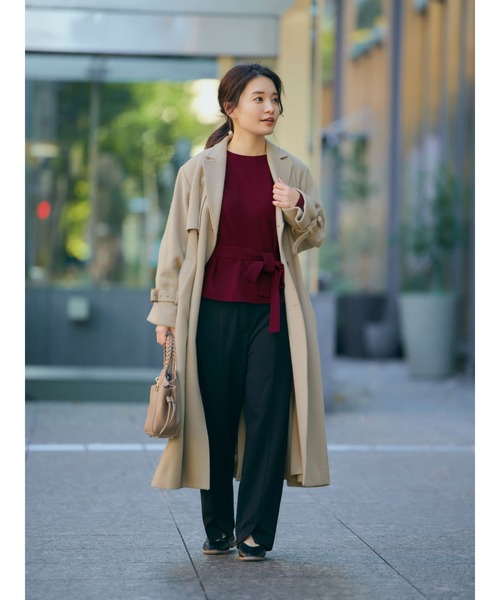 COHINA（コヒナ）の「シャツテールブラウス×テーパードパンツセットアップ 【低身長・小柄女性】（セットアップ・レディース・レッド・SHORT）」の20枚目の写真