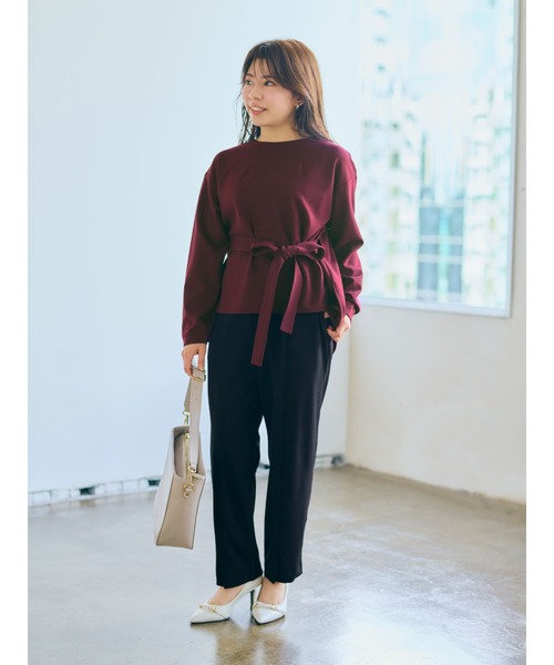 COHINA（コヒナ）の「シャツテールブラウス×テーパードパンツセットアップ 【低身長・小柄女性】（セットアップ・レディース・レッド・SHORT）」の21枚目の写真