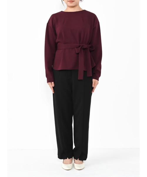 COHINA（コヒナ）の「シャツテールブラウス×テーパードパンツセットアップ 【低身長・小柄女性】（セットアップ・レディース・レッド・SHORT）」の16枚目の写真