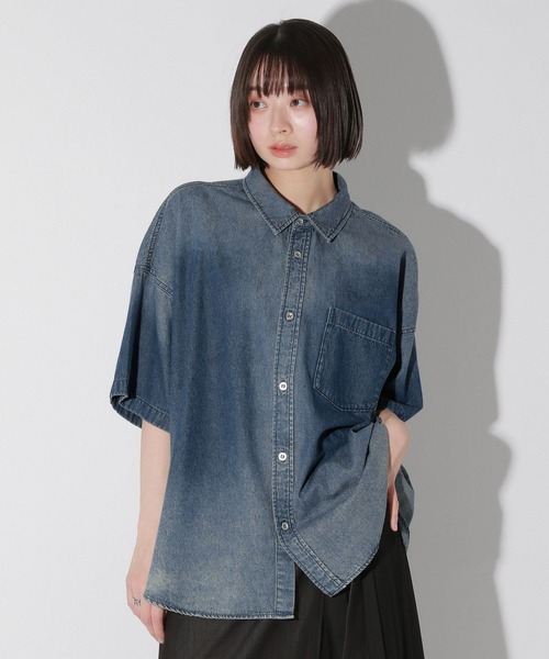 Anui（アニュイ）の「【UNISEX】フラワーデニムシャツ（シャツ/ブラウス・レディース・ブルー/ブラック・MEDIUM）」の14枚目の写真