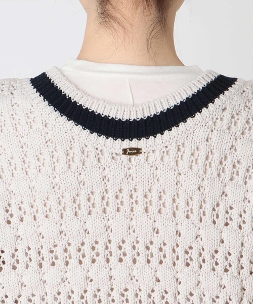 Jines（ジネス）の「テープヤーンレースメッシュベスト（ベスト・レディース・ベージュ/グリーン・38）」の15枚目の写真