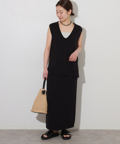 JOURNAL STANDARD relume（ジャーナルスタンダード　レリューム）の「リネンレーヨン総針ベスト（ベスト・レディース・チャコールグレー/ブラック・FREE）」の3枚目の写真