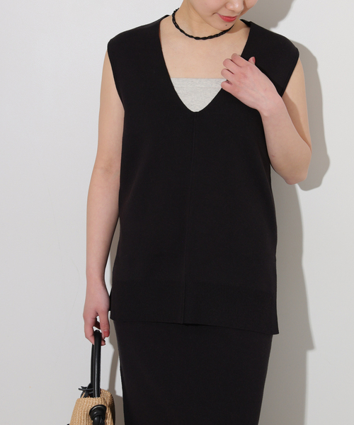 JOURNAL STANDARD relume（ジャーナルスタンダード　レリューム）の「リネンレーヨン総針ベスト（ベスト・レディース・チャコールグレー/ブラック・FREE）」の6枚目の写真